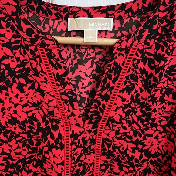 MICHAEL Michael Kors Red/Black Long Sleeve Blouse - Picture 3 of 5